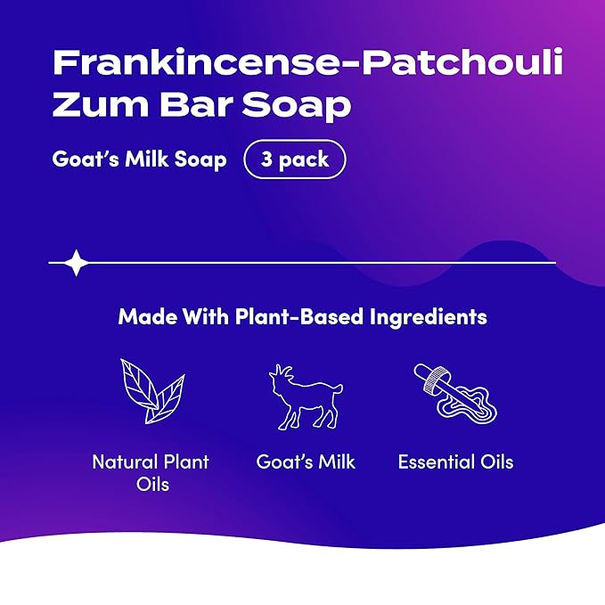Zum Indigo Wild Goat's Milk Soap Bar - Bar Soap for Hands & Body Made with Essential Oils - 3 oz - Sultry Blends (6 Pack)