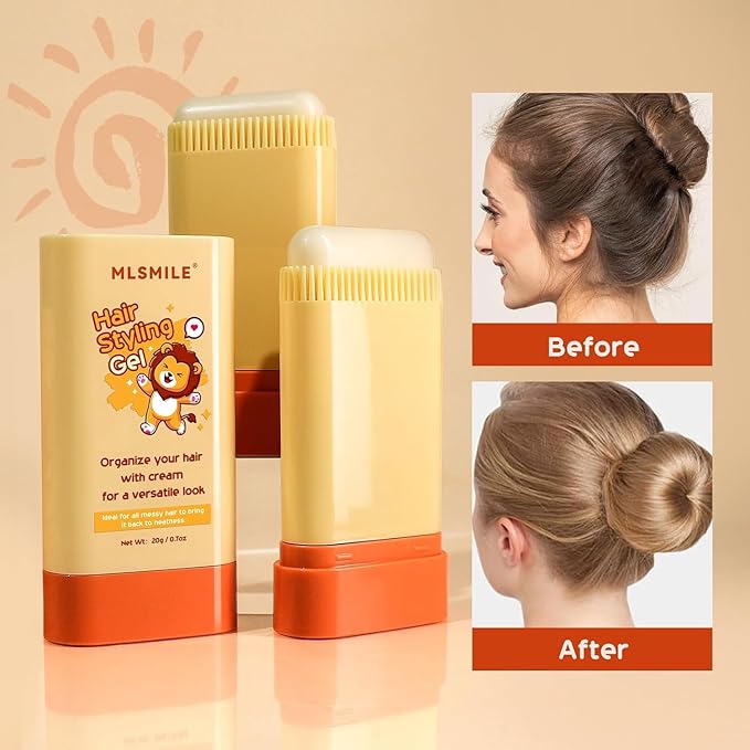 2pcsHair Styling gel for Baby Hair Wax Stick with Built-in Comb Wax Stick for Hair Slick Stick Hair Care for Kids Styling Waxes for Fly Away & Edge Frizz Hair Refreshing Non-Greasy