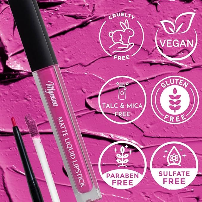 Long Lasting Lipstick with Lip Liner Combo | Waterproof & Transfer-Proof | Comfortable Hydrating with Shea Butter | Bold Pigment Matte Color Lip Stain | Talc-Free & Vegan Product that Performs | Pink