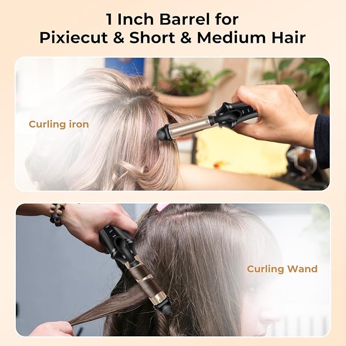 Cordless Curling Iron, Travel Curling Iron USB Rechargeable Ceramic Curling Wand, 302°F-356°F Mini Flat Iron with 3 Temp Setting,Hair Curlers for Short Hair Straightener and Curler 2 in 1