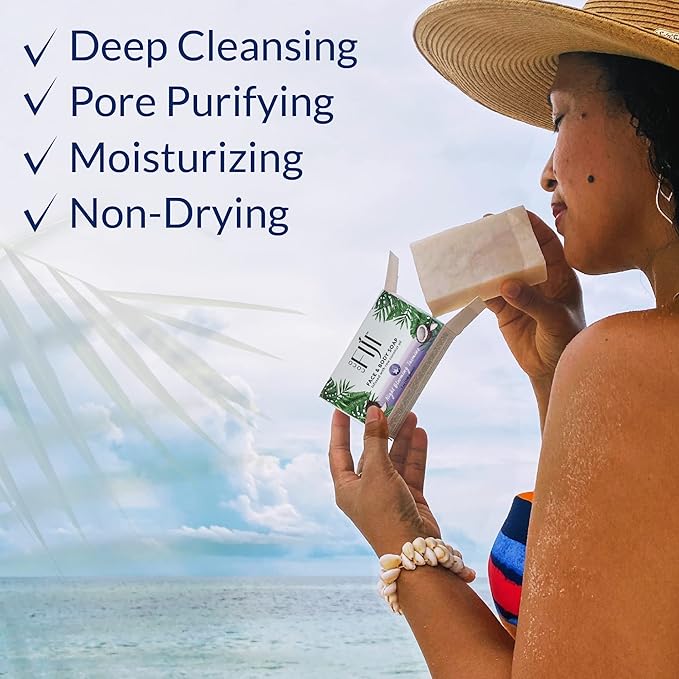 "Coco Fiji Soap Bar for Face and Body Infused With Organic Coconut Oil, Night Blooming Jasmine Essential Oil, Natural Soap for Moisturizing & Pore Purifying Skin, 7 oz, Pack Of 3 "