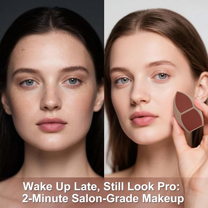 Honeycomb Film Makeup Sponge for Foundation, Reduces Liquid & Cream Waste, Soft and Latex Free, Skip the Pre-Wetting,Designed for Face & Foundation, 2PCS Beauty Makeup Blender Sponges