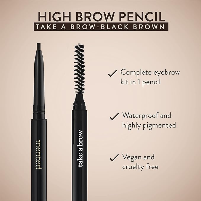 Waterproof Eyebrow Pen with Brush, Brow Pencil & Lash Spoolies for Eyelash Extensions, Eye Brow Pencils for Women, Eyelash Brush & Spoolie Combo, Eyebrow Makeup Tool Set, Take A Brow (Black Brown)