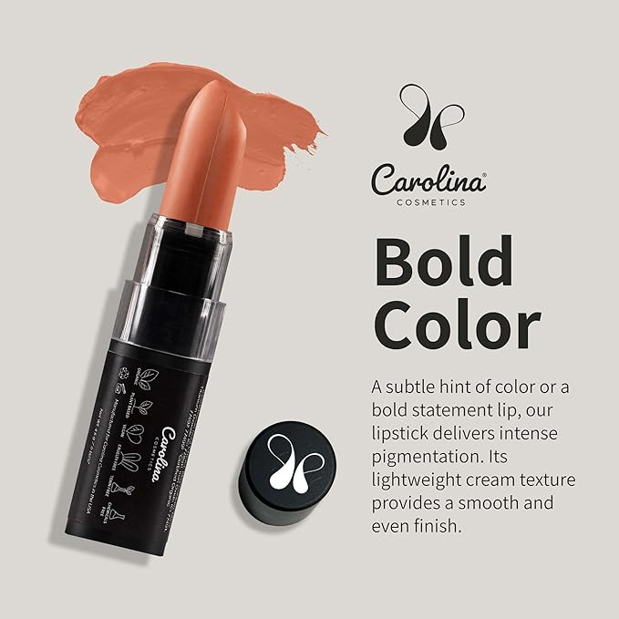 Carolina COSMETICS- Moisturizing Lipstick in Autumn Shade - Plant-Based Hydrating with Cocoa Oil, Vegan, Non-GMO, Paraben-Free - 0.15oz