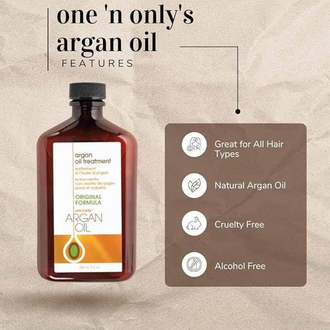 One 'n Only Argan Oil Hair Treatment - Hair Oil Smoothes and Strengthens Dry Damaged Hair, Eliminates Frizz, Creates Brilliant Shines, Non-Greasy Formula, 3.4 Fl. Oz (3 Pack)