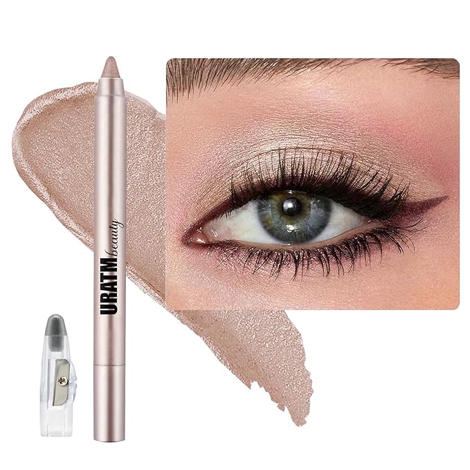 Rose Brown Eyeshadow Stick, Blendable Creamy Eye Brightener Stick, Waterproof Eyeshadow Pencil Long Lasting Crayon, Smooth Eye Shadow Highlighter Eye Liner Makeup.#B02 rose brown shimmer