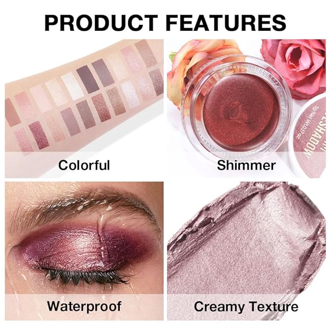Cream Glitter Light Champagne Shimmer Metallic Eyeshadow Palette Makeup, Mini Instant Holographic Eyeshadow For Women, Sombras Crema Para Ojos, Talc, Paraben & Cruelty Free, 730