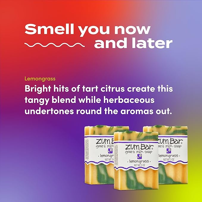 Zum Indigo Wild Goat's Milk Soap Bar - Bar Soap for Hands & Body Made with Essential Oils - 3 oz - Lemongrass (6 Pack)