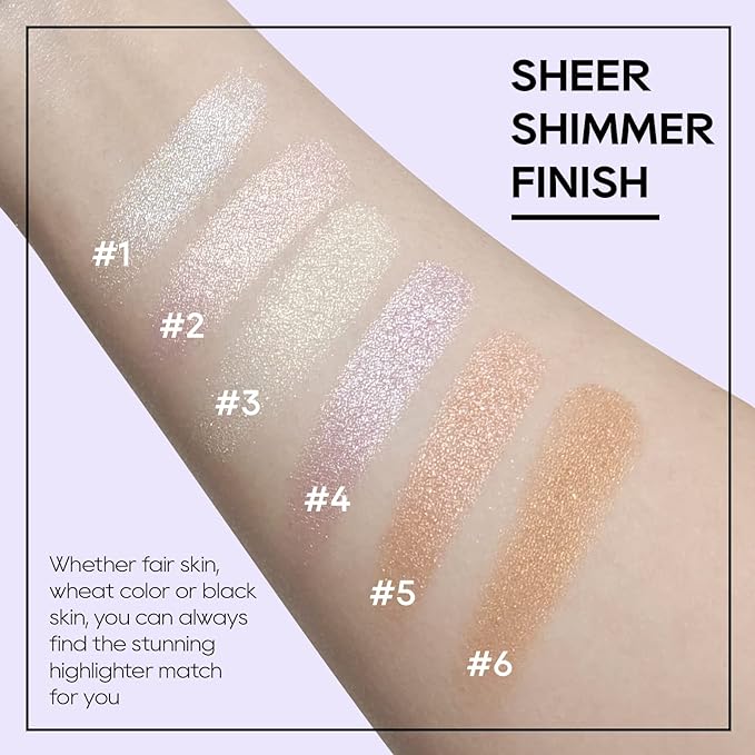 Baked Pink Highlighter Powder Palette, Makeup Highlighter Powder Palette Sheer Shimmering Finish Face Highlighters Makeup Iluminadores de Maquillaje #02 Mermaid Pink