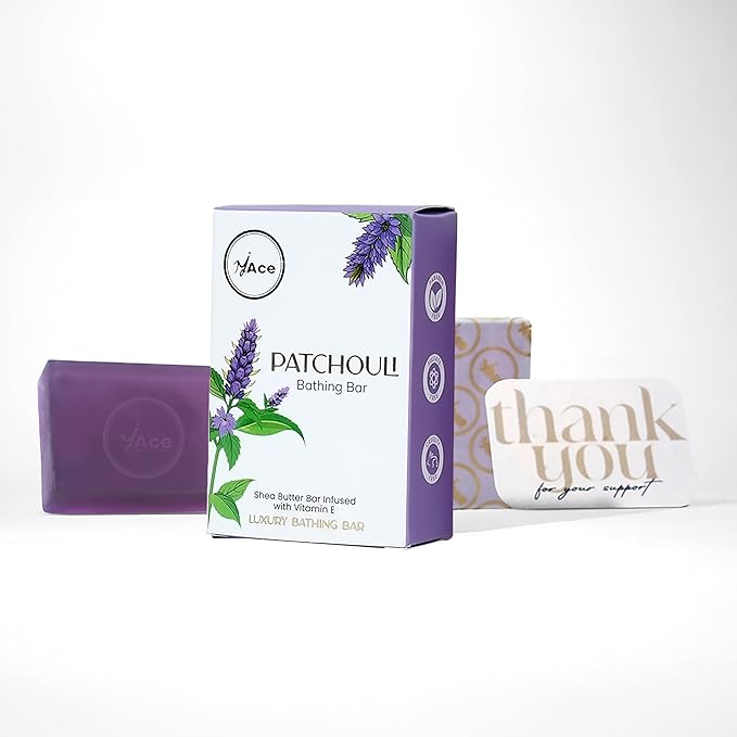 MY ACE Patchouli Bathing Bar – Handmade with Patchouli Essential Oil & Coconut Oil, SLES & Paraben Free, Enriched with Shea Butter & Vitamin E – Deep Moisturization & Aromatherapy