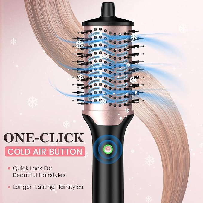 slopehill Blow Dryer Brush - Hot Air Brush with High Speed Motor 100,000RPM, Ionic Hair Dryer and Styler Volumizer with Oval Barrel, Hair Straightener, 3 Temps,1400W, Black