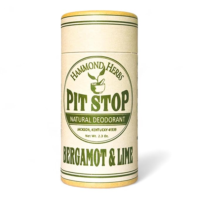 PIT STOP Deodorant - Aluminum-Free, Plastic-Free, All-Natural Odor Control (Bergamot & Lime)