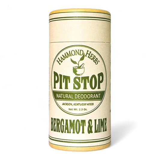 PIT STOP Deodorant - Aluminum-Free, Plastic-Free, All-Natural Odor Control (Bergamot & Lime)