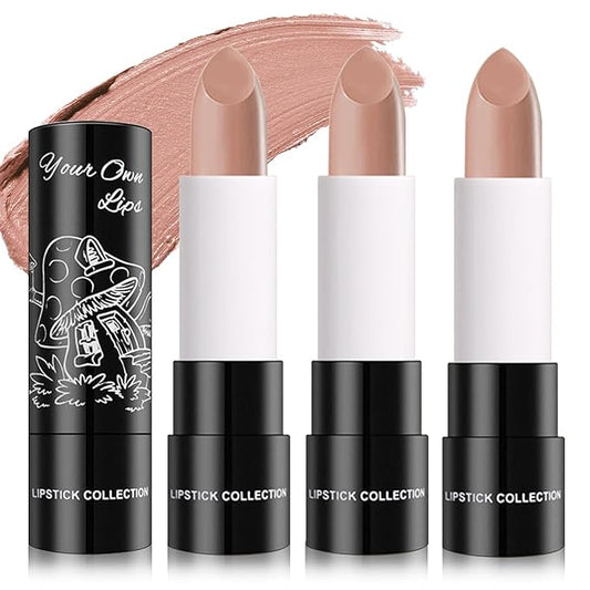 3PCS Matte Nude Lipstick Nude Lip Gloss Non-Stick Cup Velvet Lip Stain Long Lasting Matte Lipstick for Women nude Lip Makeup