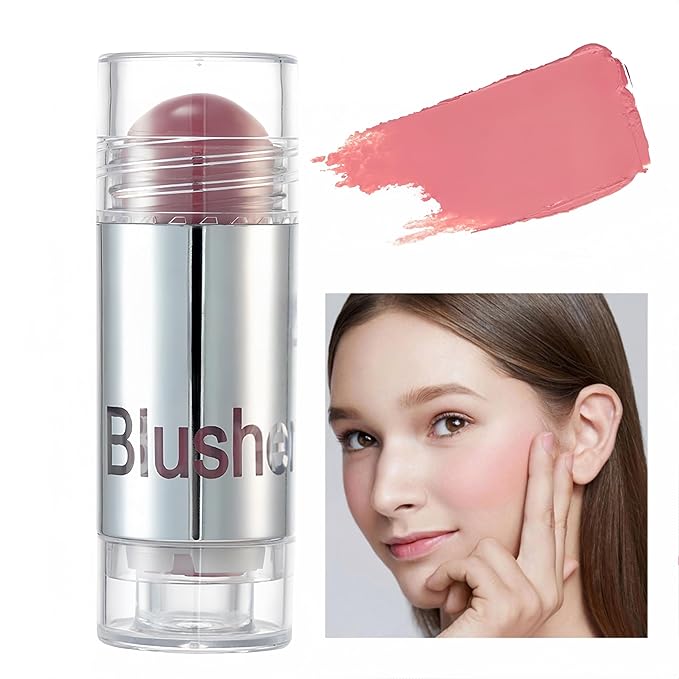 8 Color Multi-use Face Cream Blush Stick for Cheeks, Hydrating Long Lasting Makeup Blush Highlighter Stick for Cheeks Eyes Lips for Women(04)