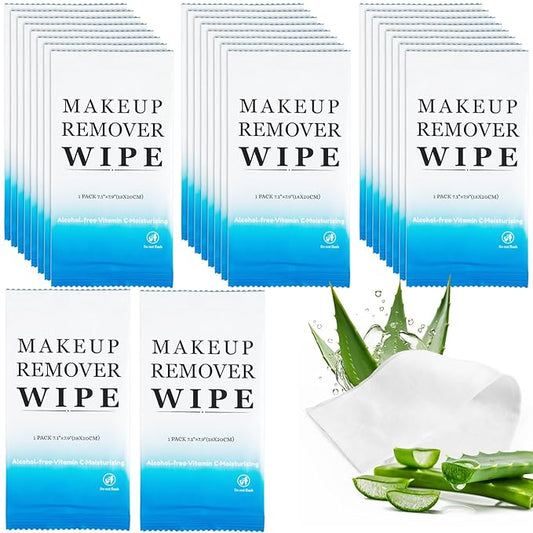200 Pcs Individual Makeup Remover Wipes,Wrapped Travel Makeup Wipes,Alcohol Free Face Cleansing Wipe, Remover Wipe with Vitamin E for Hotel and Travel