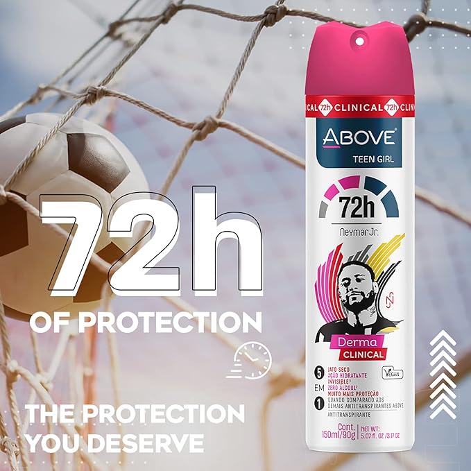ABOVE 72H Whole Body Spray Deodorant for Women – Neymar Jr Teen Girl(4 Pack) – Aluminum Free Antiperspirant Deodorant Spray – Long-Lasting Protection, No Stains, Vegan, Cruelty-Free, Rose & Musk Scent