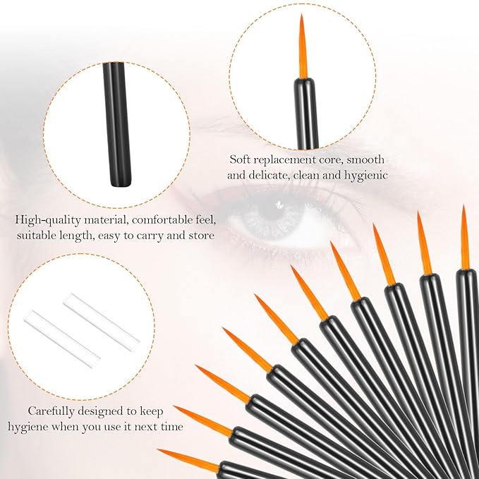 100 Pack Disposable Eyeliner Applicator Eyeliner Brushes Fine Point Ultra-Fine Point Eye Liner Applicator Eye Liner Brush Fine Black Cosmetic Eye Wands Makeup Brushes Tools For Women (Black)