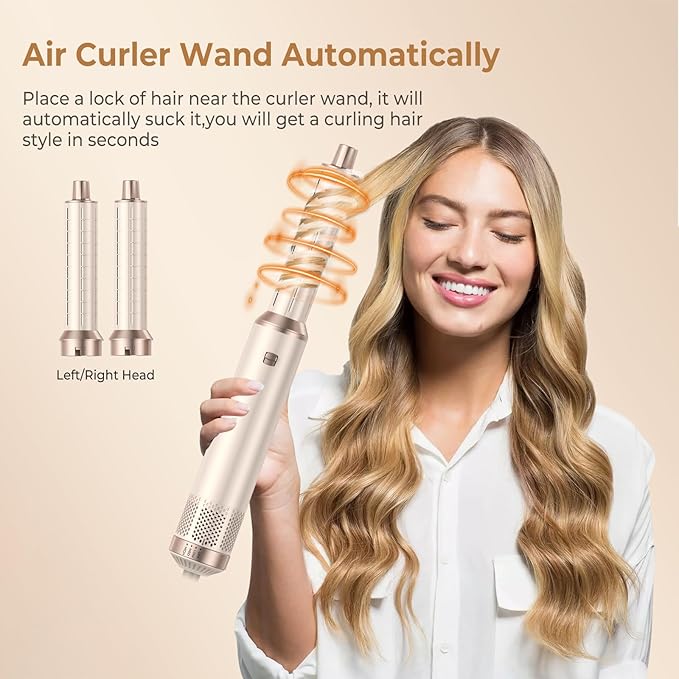 Blow Dryer Brush 5 in 1, Negative Ion Hair Dryer Brush Set Upgrade Hot Air Brush Air Styler Curling Wrap Air Curler, Curling Iron Hair Styling Tools As A Gift for Straight/Curl/Drying/Smoothing