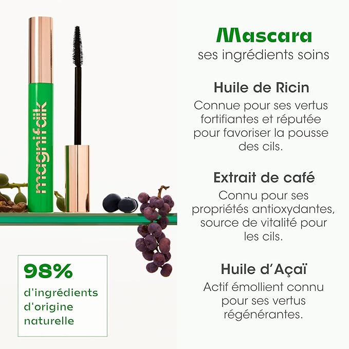 Magnifaik Oh La Lash - Mascara Volume and Length - Intense Black Mascara with Lengthening and Volumizing Fiber Free Formula - Black - 0.3 oz