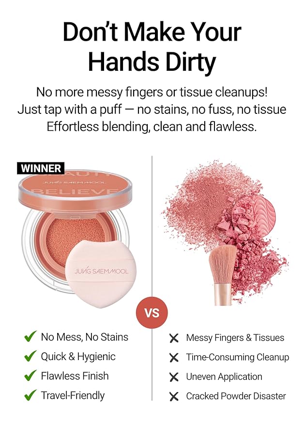 JUNGSAEMMOOL Artist Cushion Blush (Rare Rose) | Easy to Blend, Lightweight, Hydrating Korean Makeup Cushion Blush for Dewy & Glowing Cheeks