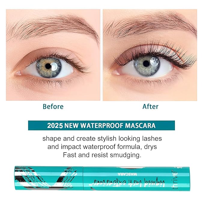 Thrive Mascara Liquid Lash Extensions, Tubing Mascara Cosmetics Natural Volumizing Lengthening Eye Makeup, Waterproof & Smudge-Proof, Long-Lasting No Clumping (Rich Black)