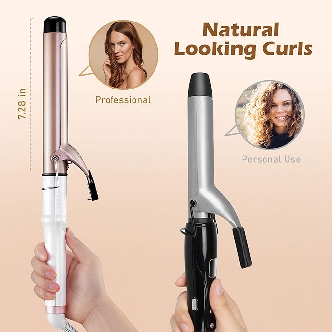1.25 Inch Curling Iron Hair Curler with Ceramic Coating Barrel, Professional Curling Wand Instant Heat up to 450°F, LCD Display with 9 Heat Setting (for All Hair Types, Glove Include)