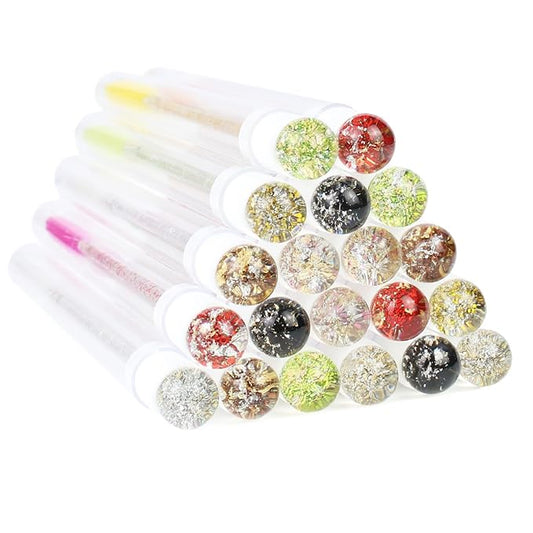 20 Sets Mascara Wands Tube Set Reusable Lash Spoolies Tube Tinsel Diamond Eyelash Brush Tubes Spoolies Lash Extension Brushes Applicators Makeup Tools (GF-MIX)