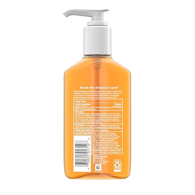 Neutrogena Oil-Free Acne Face Wash, Breakout Prone Skin Facial Cleanser with 2% Salicylic Acid Acne Treatment for Face, 9.1 fl. oz