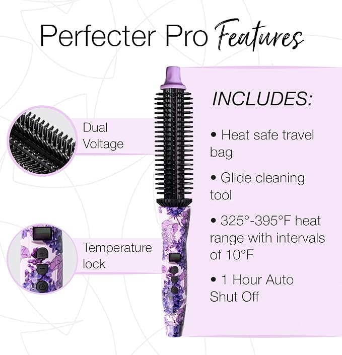 CALISTA Perfecter Pro Heated Round Brush | Curl, Volumize, and Style with No Heat Damage for Healthier Hair | 4 Sizes for Most Hair Types | Dual Voltage & Adjustable Temp (Daisy Bloom, 1.0)