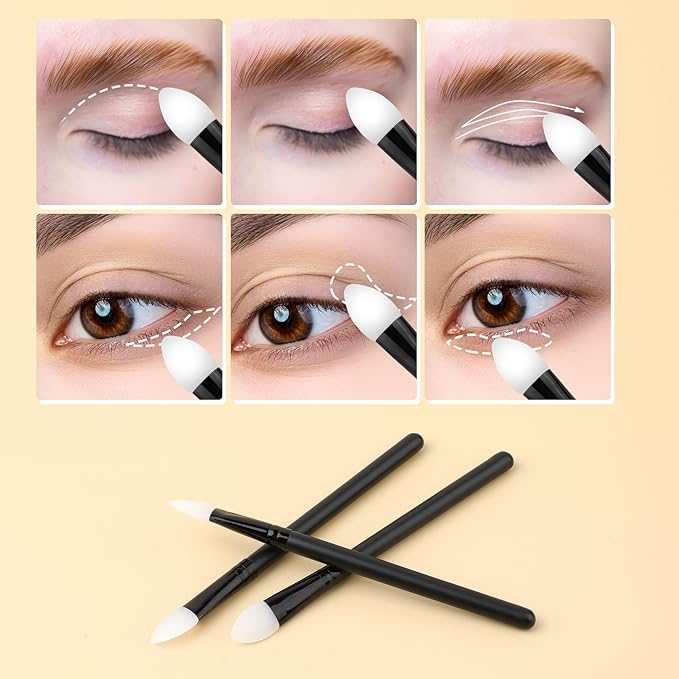 3 Pcs Silicone Makeup Applicator Shadow Brush Eyeshadow Applicators Eyeshadow Brush Lip Mask Makeup Brushes for Liquid Eye Shadow Applying Cream