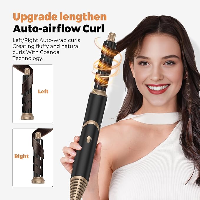 6 in 1 Hair Dryer Brush, Detachable Air Hair Styler Curling, Drying,Volumizing, Straightening, Negative Ionic Hair Dryer with Diffuser, Hair Styling Tools