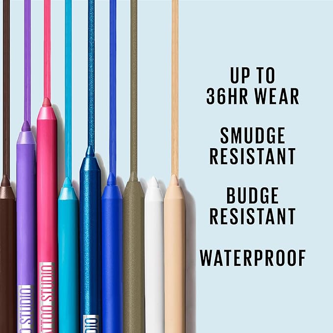 Maybelline Tattoo Studio Sharpenable Gel Pencil Waterproof Eyeliner, Long-Lasting Eyeliner With Smooth Gel Pigments For Up To 36HR Wear, Galactic Cobalt, 1 Count