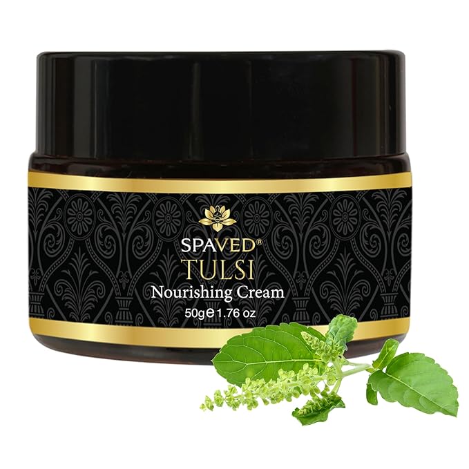 Tulsi Nourishing Face Cream – Anti-Aging Moisturizer with Shea Butter, Aloe Vera & Vitamin E – Collagen Booster for Dry, Mature & Sensitive Skin – 1.7 oz – Vegan & Fragrance-Free