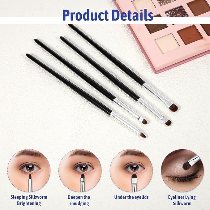 8 PCS Eye Makeup Brushes, Small Makeup Brush Set Mini Eyeshadow Brush Eyeliner Smudge Blending Concealer Smudge Make Up Brushes for Powder Gel Cream Liquid Concealer Corner Highlighter (Black)