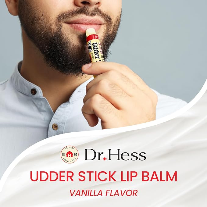Original Udder Stick SPF Lip Balm, Soothing Moisturizer Sun Screen Balm for Dry Lips with Jojoba, Beeswax & Shea Butter, Total Lip Care, Hydration & Repair, Vanilla Flavor, 4 Pack
