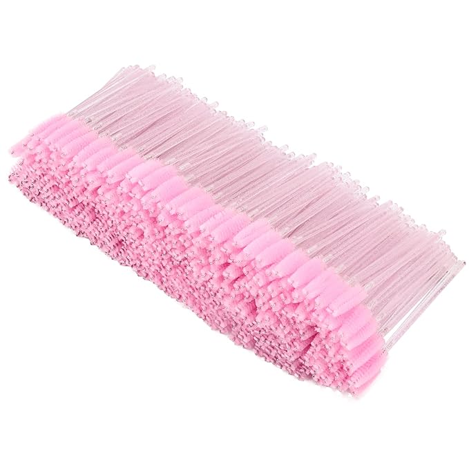 Tbestmax 500 Disposable Mascara Wands Eyelash Brush Spoolies for Eyebrow Eye Lash Extension Pink