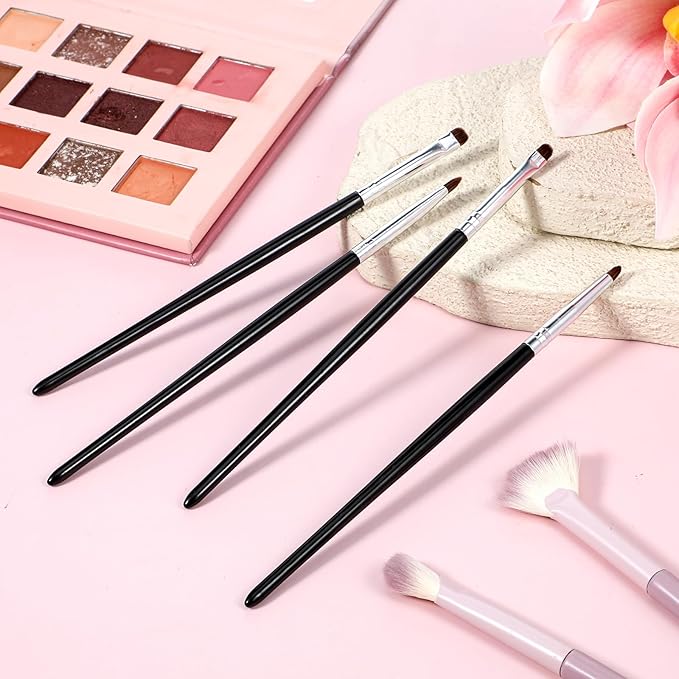 8 PCS Eye Makeup Brushes, Small Makeup Brush Set Mini Eyeshadow Brush Eyeliner Smudge Blending Concealer Smudge Make Up Brushes for Powder Gel Cream Liquid Concealer Corner Highlighter (Black)