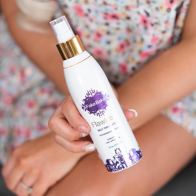 Fake Bake Flawless Self-Tanning Liquid Streak-Free, Long-Lasting Natural Glow For All Skin Tones - Sunless Tanner with Professional Mitt For Easy Application, Black Coconut Scent - 6 oz (Pack of 2)