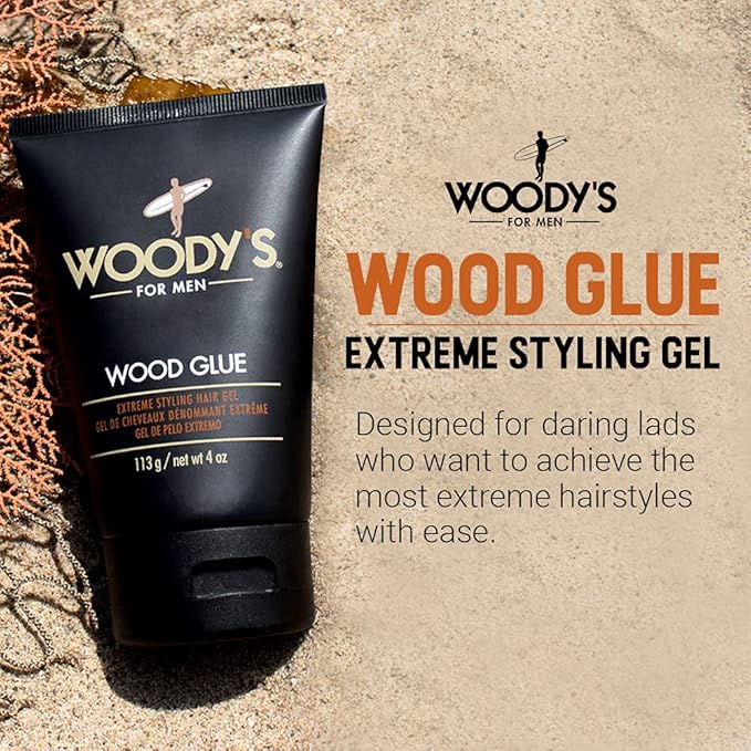 Woody's Hair Gel for Men - Extreme Hold Hair Gel, Styling Wood Glue, No Flaking Strong Hold, Barber Supplies, 4 oz, 2 Pack