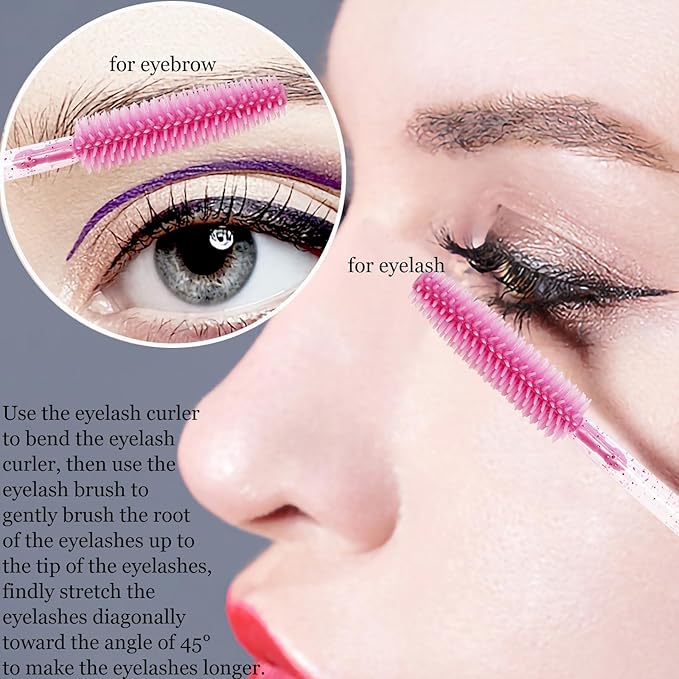 BIHRTC 100PCS Eye Lash Brush Mascara Wands Disposable Lip Applicators Silicone liner Brushes Makeup Tools Lashes Brush Eye Lash Extension for Women Girls Salon Beauty Cosmetic Make Up