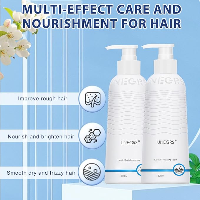 Keratin Enrichment Cream, UNEGRS Keratin Revitalizing Cream, Deep Moisturizing Hair Care,Hair Smoothing Leave-In Conditioner for Women