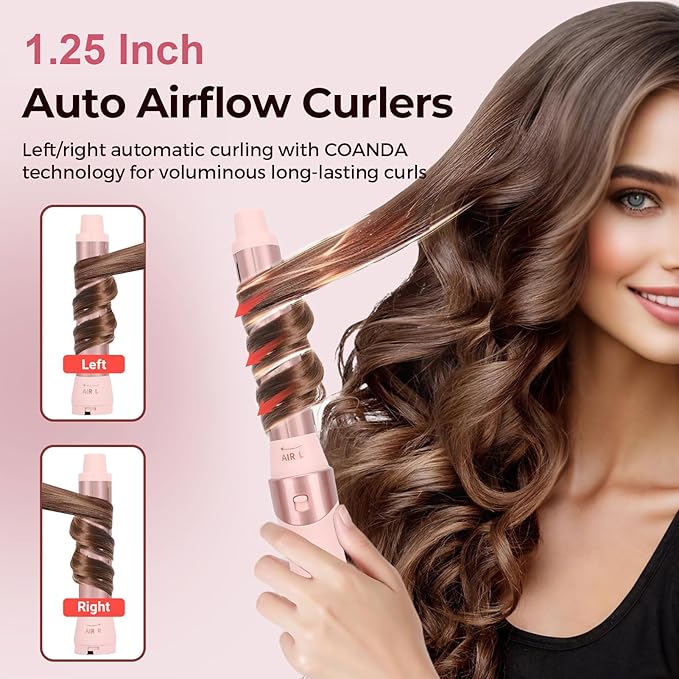Hair Dryer Brush & 9-in-1 Air Styler, Powerful Fast Drying with Multiple Attachments for Drying, Volumizing, Curling, Straightening and Styling, with Leather Travel Pouch, US Plug 110 Volt