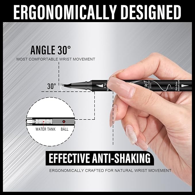 Curved Eyebrow Pencil, 2-in-1 Dual-Ended Eyebrow Pen with Curved Tip and Precise Brush-Tip, Waterproof, Microblading, Long Lasting (Light Brown)