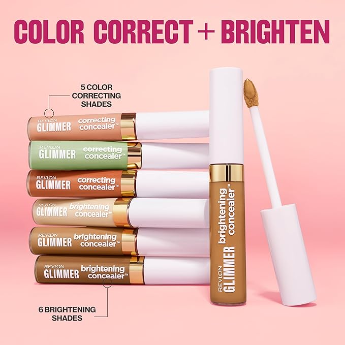 Revlon Glimmer Correcting Concealer, Liquid Under Eye Makeup, Made with Caffeine, Vitamin C, & Stevioside, 115 Yellow, 0.3 fl oz