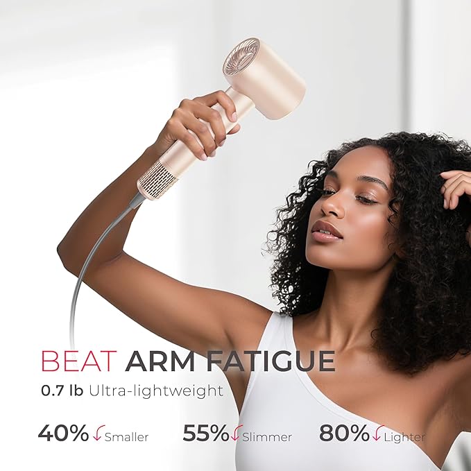 TYMO Hair Dryer with Diffuser, 200 Million Ionic Blow Dryer with Comb, Fast Dry Hairdryer for Women 110,000RPM Professional Portable hairdryer Low Noise Travel Mini Blowdryer, 4 Temps & 3 Speeds