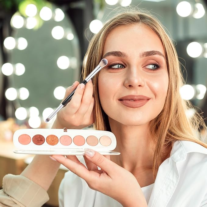 2pcs Eyeshadow Brush Eye Makeup Brush Smudge Brushes 2 in 1 Eyeshadow Double Ended Brushes Blending Small Soft Firm Pointed Foundation Applicator for Concealer Eyebrows Eyeliner