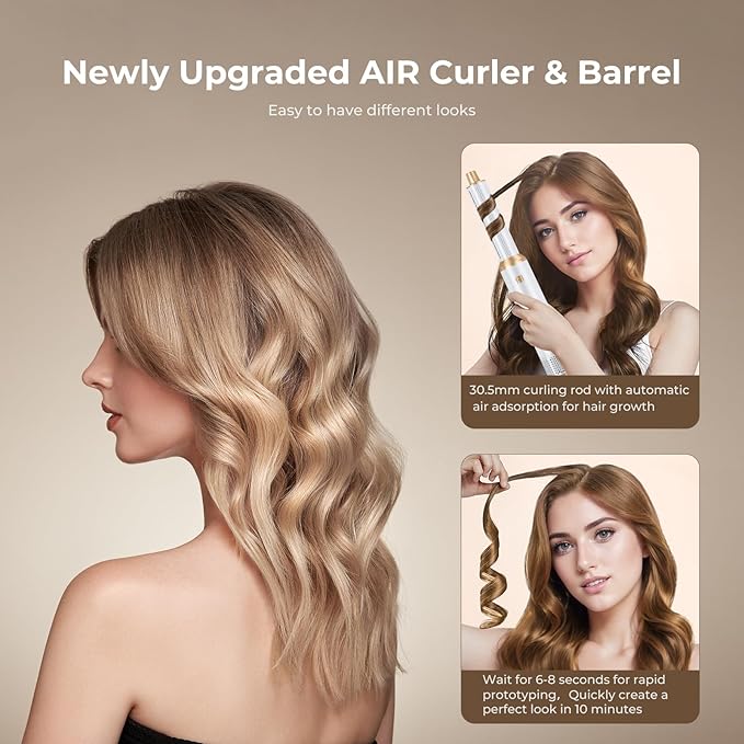 5 in 1 Blow Dryer Brush, Upgrade Hair Dryer Brush Air Curler Air Curling Wrap Styler, Detachable Hot Air Brush Negative Ion Curling Brush Iron, Hair Styling Tools for Drying Curling Straightening