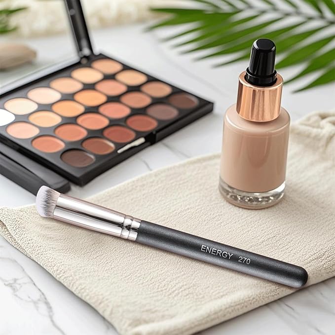 ENERGY Concealer Brush Under Eye Mini Angled Kabuki Nose Contour Brush for Concealing Blending Setting Buffing with Powder Liquid Cream Cosmetics Small Makeup Foundation brush