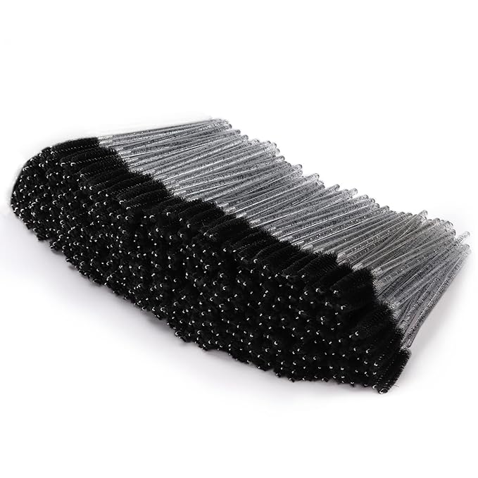 Tbestmax 300 Disposable Mascara Wands Spoolies Eye Lash Brush for Eyebrow/Eyelash Extension Black